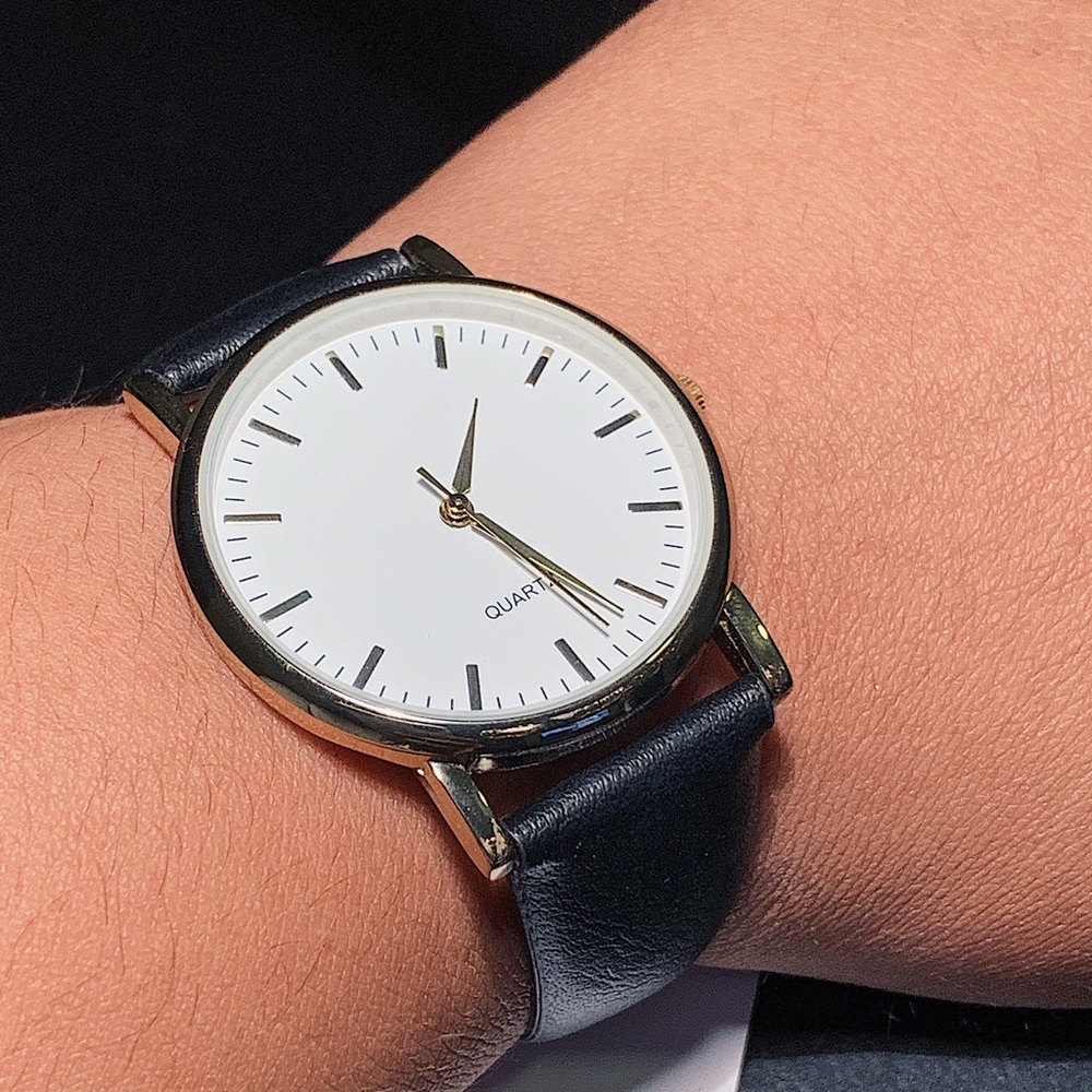 LOFT black “leather” watch with gold hardware